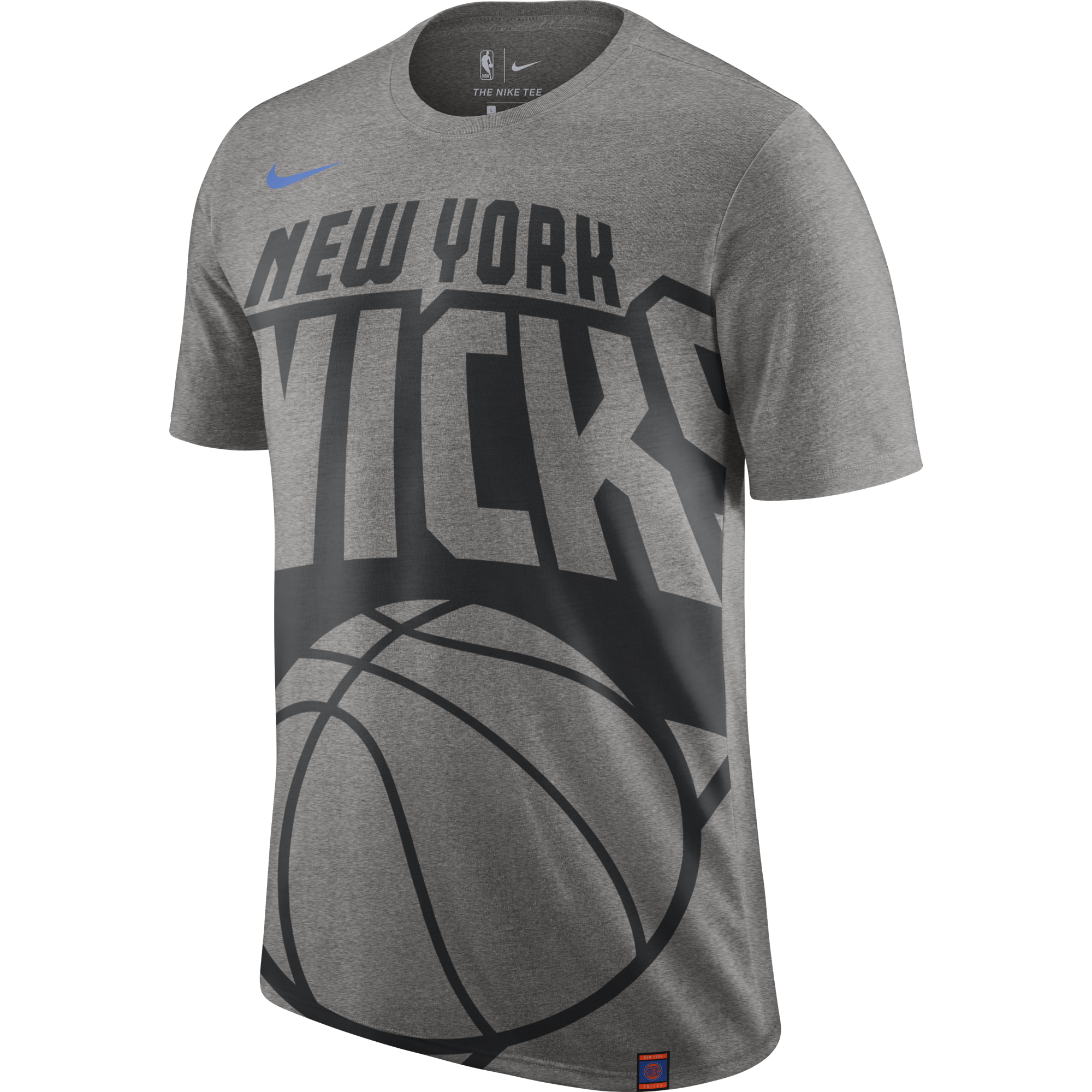 NIKE NBA NEW YORK KNICKS LOGO TEE DARK GREY HEATHER