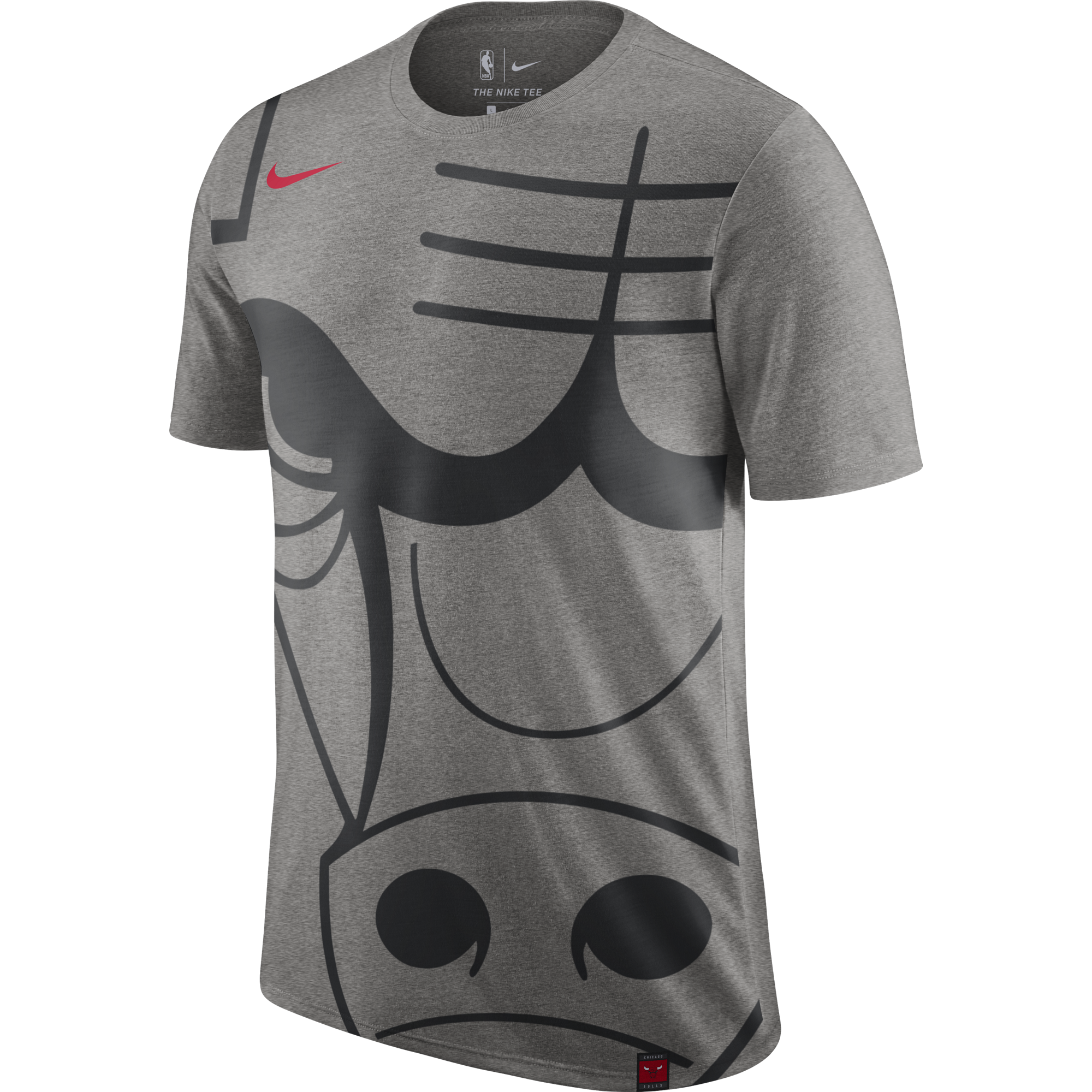 NIKE NBA CHICAGO BULLS LOGO TEE DARK GREY HEATHER