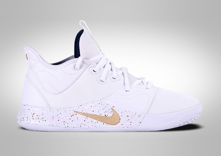 nike pg 3 gold and white