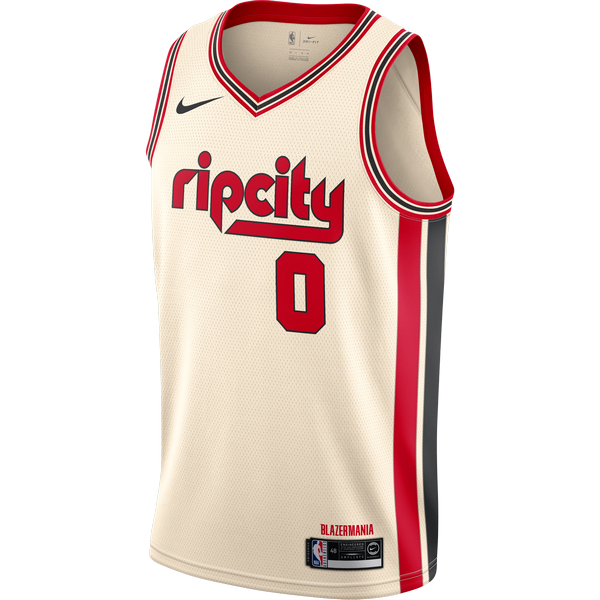 NIKE NBA PORTLAND TRAIL BLAZER DAMIAN LILLARD SWINGMAN JERSEY NATURAL