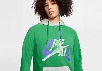 NIKE AIR JORDAN JUMPMAN CLASSICS FLEECE PULLOVER HOODIE ALOE VERDE