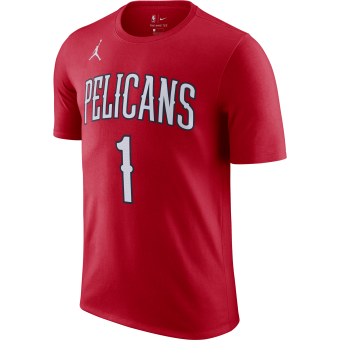 NIKE NBA NEW ORLEANS PELICANS ZION WILLIAMSON STATEMENT EDITION TEE UNIVERSITY RED