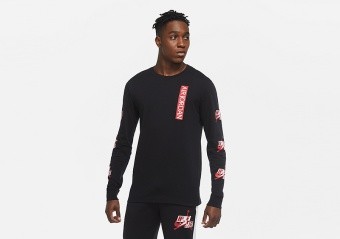 NIKE AIR JORDAN JUMPMAN CLASSICS LONG-SLEEVE CREW TEE BLACK