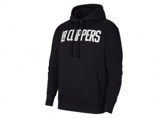 NIKE NBA LOS ANGELES CLIPPERS CITY EDITION LOGO PULLOVER FLEECE HOODIE BLACK