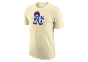 NIKE NBA PHILADELPHIA 76ERS EARNED EDITION LOGO DRI-FIT TEE FLAT OPAL