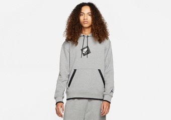 NIKE AIR JORDAN JUMPMAN CLASSICS FLEECE PULLOVER HOODIE CARBON HEATHER