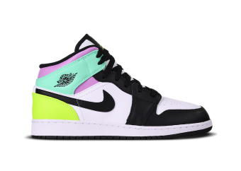 NIKE AIR JORDAN 1 RETRO MID GS PASTEL BLACK TOE