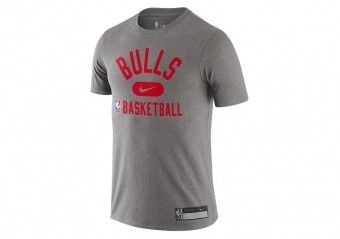 NIKE NBA CHICAGO BULLS DRI-FIT THE TEAM'S PRACTICE TEE DARK GREY HEATHER