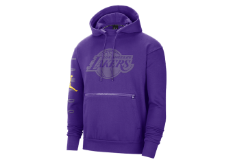 NIKE NBA LOS ANGELES LAKERS FLEECE COURTSIDE STATEMENT HOODIE FIELD PURPLE