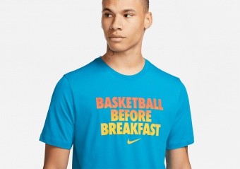 NIKE DRI-FIT BASKETBALL BEFORE BREAKFAST TEE LASER BLUE