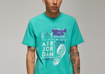 NIKE AIR JORDAN BRAND GRAPHIC CREW 2 TEE WASHED TEAL